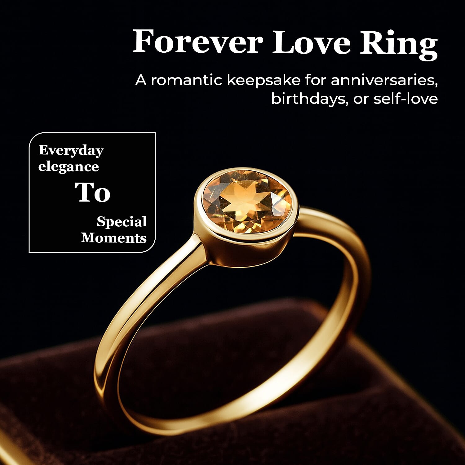 Solitaire Ring in 18K Yellow Gold Vermeil Overlay Sterling Silver